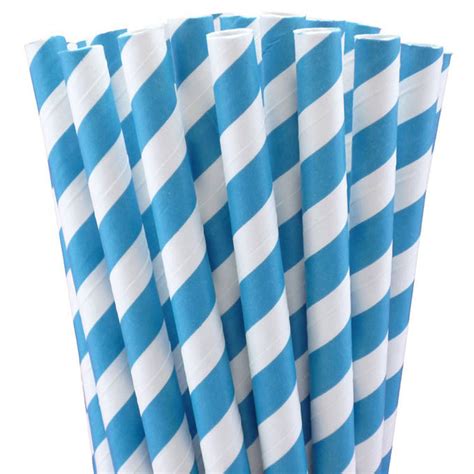 Blue Candy Stripe Paper Straws 8 250 Uk