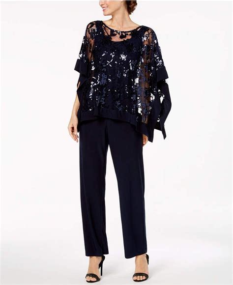 r and m richards sequin embellished poncho and pants wear to work dress new dress sequin poncho