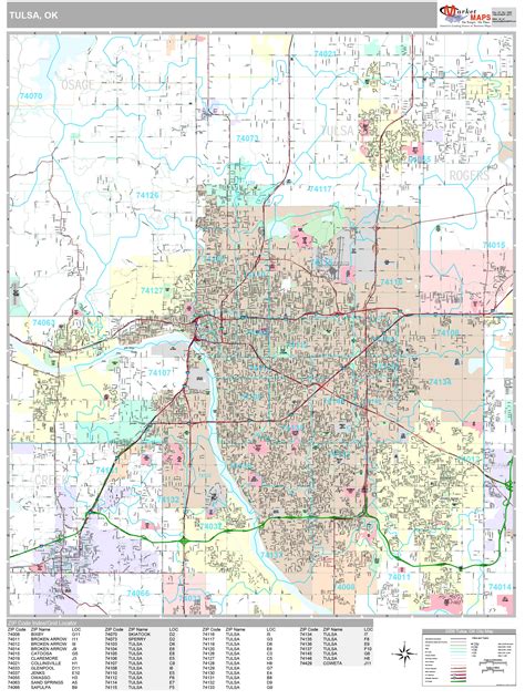 Tulsa Oklahoma Wall Map (Premium Style) by MarketMAPS - MapSales
