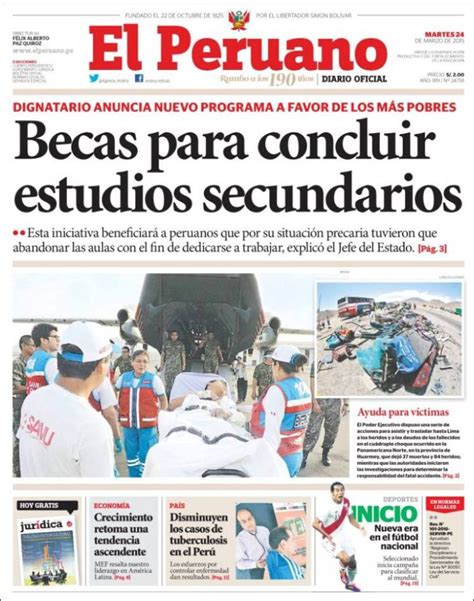 Periódico El Peruano Perú Periódicos De Perú Edición De Martes 24