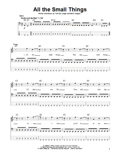Always, i know you'll be at my show watching, waiting сommiserating. Blink-182: All The Small Things - Bass Guitar Tab ...