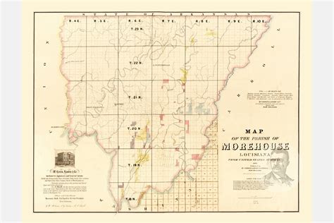 Vintage Morehouse Parish Map 1860 Old Map Of Morehouse Etsy