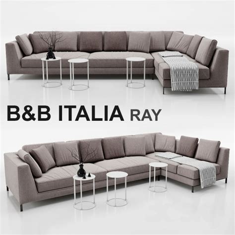 The different modules of the frank sistem with simple shapes and generous proportions, leaning on a thin profile and on nickel varnished or polished supports. 3d models: Sofa - Sofa B&B ITALIA RAY