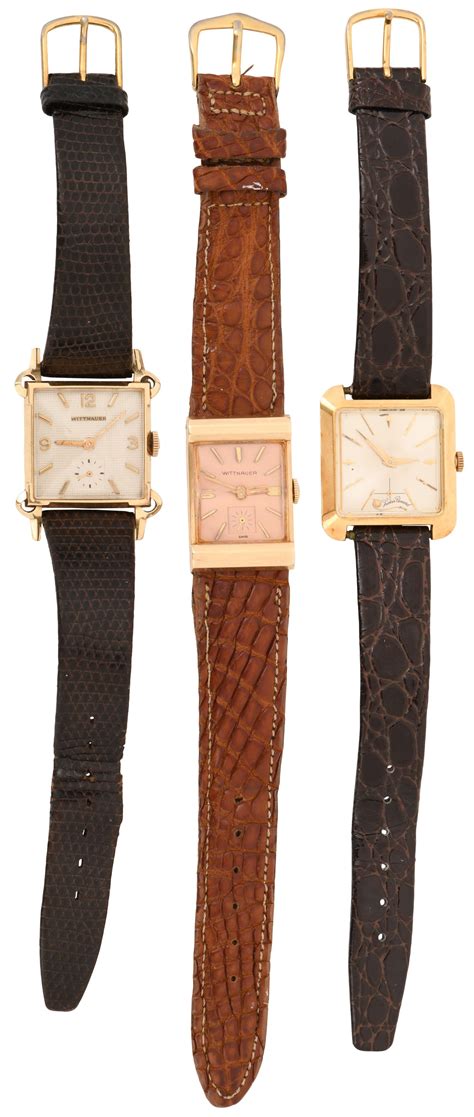 Lot Lot Of Three Gold Wristwatches Two By Wittnauer And One By
