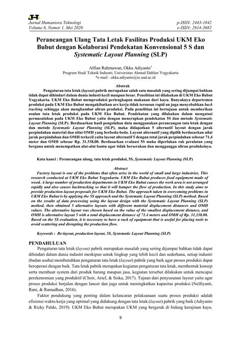 PDF Perancangan Ulang Tata Letak Fasilitas Produksi UKM Eko Bubut