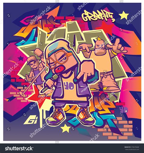 Vector Music Hip Hop Graffiti Style Stock Vector Royalty Free Shutterstock