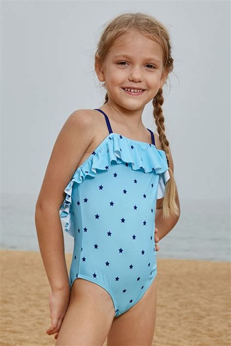 US Babe Stars Print Turquoise Babe Girls Maillot Dropshipping