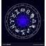 Zodiac Star Signs In Circle On Dark Background Vector Image