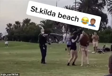 bikini clad melbourne girls are pepper sprayed by police after one of them was kicked daily