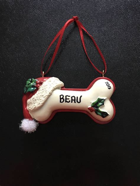 Personalized Christmas Ornaments For Dog Santa Hat Dog Bone Etsy