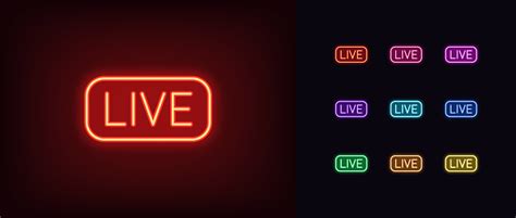 Neon Live Stream Icon Glowing Neon Broadcasting Sign Outline Logo And