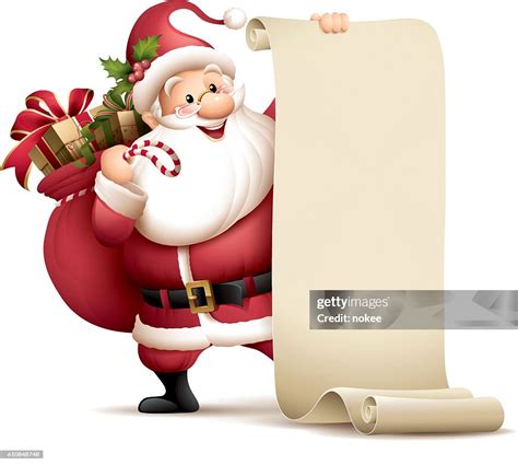 santa claus holding paper scroll high res vector graphic getty images