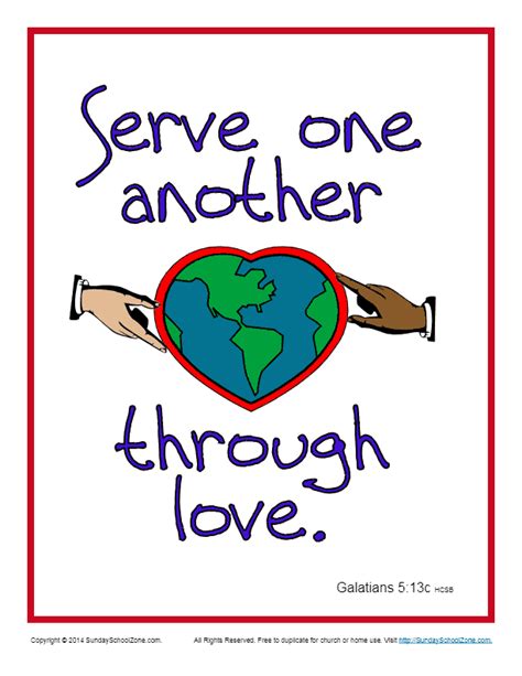 Serve One Another Through Love Scripture Page On Sunday School Zone