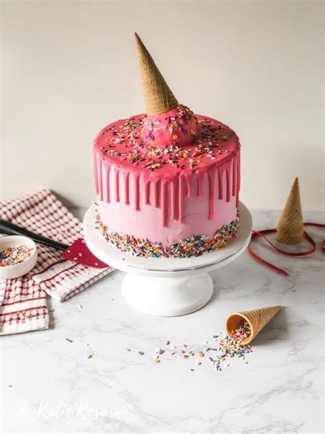 Ice Cream Cone Drip Cake XO Katie Rosario Recipe Cake Drip Cakes Homemade Cakes