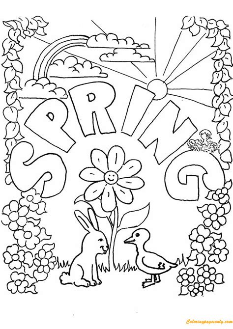 Free 4 seasons coloring page to print and color, for kids. Spring Season Coloring Page - Free Coloring Pages Online