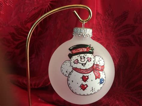 Hand Painted Snowman Glass Ornament