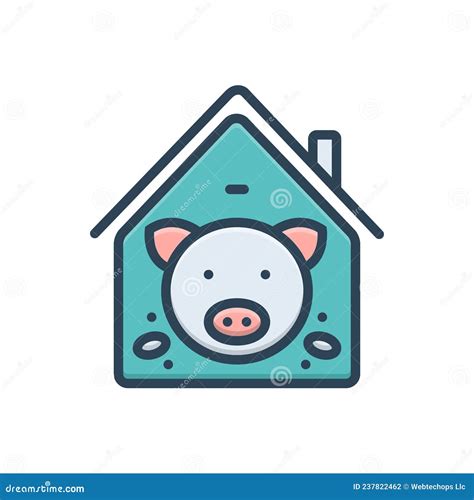 Color Illustration Icon For Pig In Pigsty Pig And Boar Stock