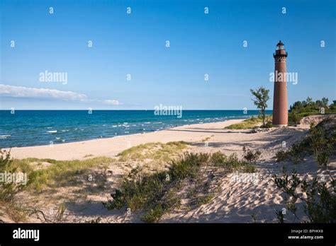 Historical Little Sable Point Lighthouse On Lake Michigan Near Silver