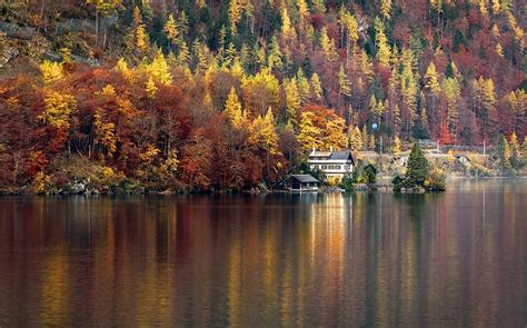 Sfondi Alberi Paesaggio Colorato Foresta Autunno Lago Acqua