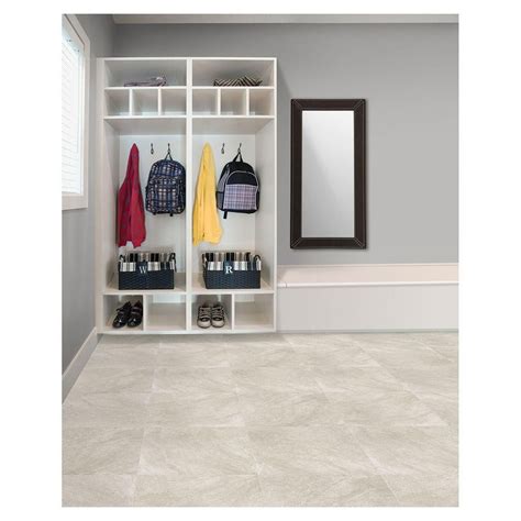 Trafficmaster Portland Stone Gray 18 In X 18 In Glazed Ceramic Floor