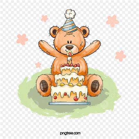 Teddy Bear Birthday White Transparent Cartoon Style Birthday Teddy