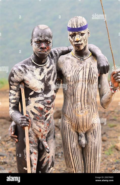 Two Mursi Man Omo Valley Ethiopia Stock Photo Alamy