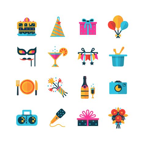 Party Color Icons Set 467328 Vector Art At Vecteezy
