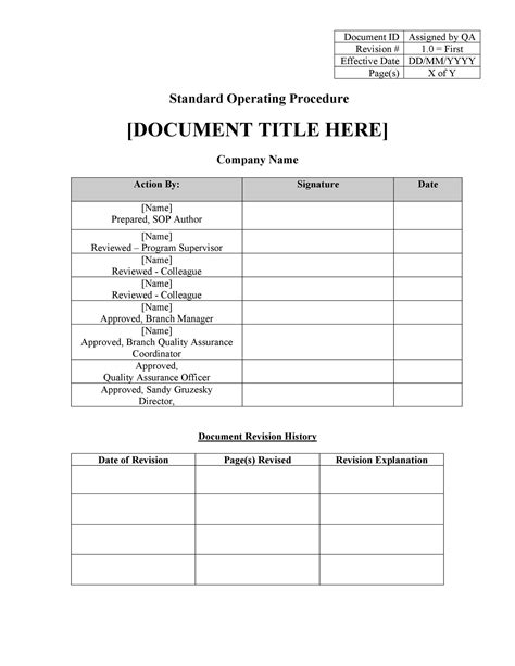 Sop Checklist Template Excel