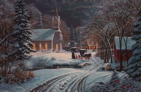 Heavenly Light By Mark Keathely Country Chapel In Winter Yesteryear