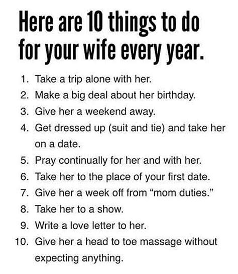 10 Things To Do For Your Wife Every Year