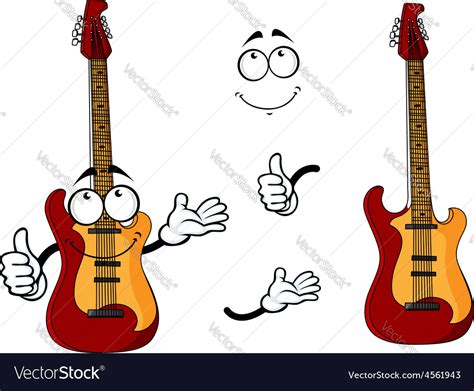 Smiling Cartoon Guitar Character With Arms Vector Image
