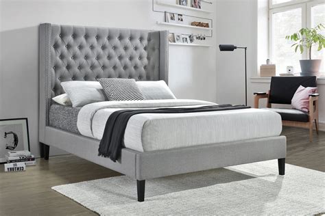 Grey Upholstered Queen Bed Zeller Upholstered Queen Platform Bed In