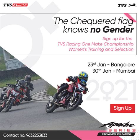 Tvs Racing Invites Aspiring Women Racers For 2021 Edition Of Tvs Womens One Make Championship