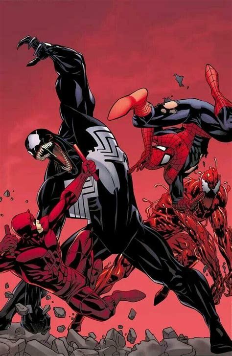 Daredevil And Spider Man Vs Venom And Carnage By Dave Ross Daredevil