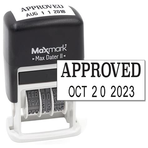 Maxmark Self Inking Rubber Date Office Stamp With Approved Phrase