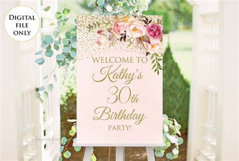 Welcome Birthday Sign Welcome Sign Printable Ivory Birthday Etsy Uk