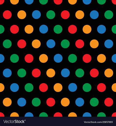 Rainbow Polka Dots On Black Background Royalty Free Vector
