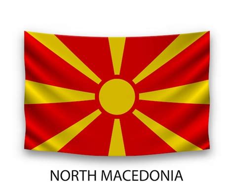 Premium Vector Hanging Silk Flag Of North Macedonia Vector Illustration