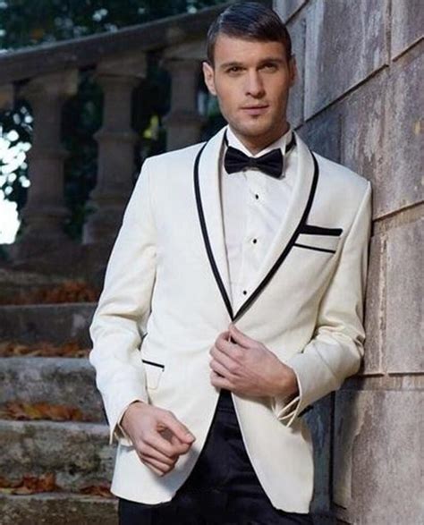Custom Made Slim Fit One Button Ivory Groom Tuxedos Groomsmen Mens Wedding Prom Suits Blazer