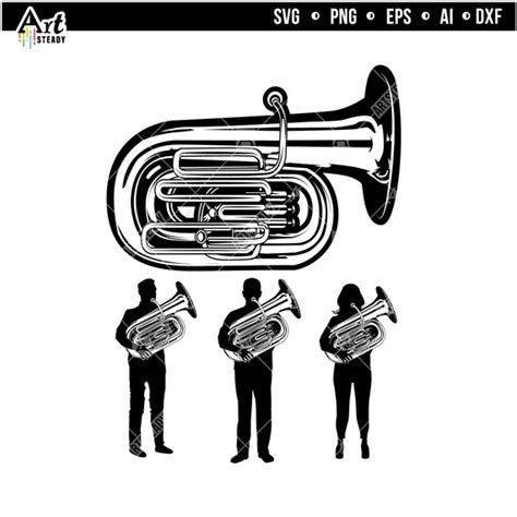 Tuba Svg Files Tuba Silhouette Graphic Drawing Art Tuba Etsy