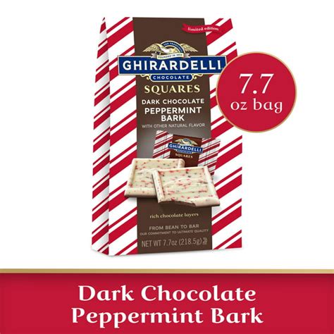 Ghirardelli Dark Chocolate Peppermint Bark Chocolate Squares Layered