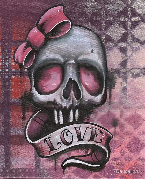 Love Skull Girly Cute Skull Tattoo Style By 7daygallery Redbubble