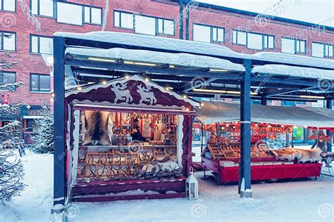 Rovaniemi Finland March 2 2017 Winter Saami Souvenirs On Street