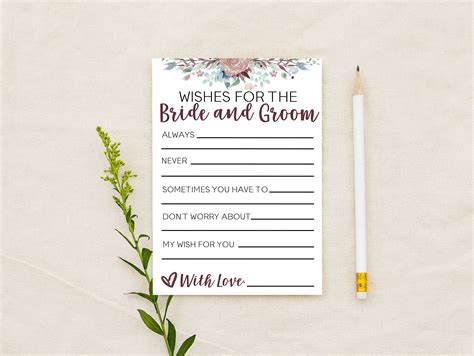 Wishes For The Bride And Groom Sheets Best Wishes For The Bride Etsy