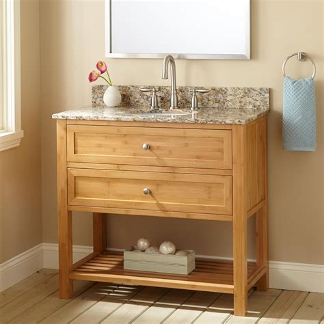 Small vanities & sinks you can squeeze into even the tiniest bathroom. Furniture: Gorgeous Simple Style Of Bamboo Vanity For ...