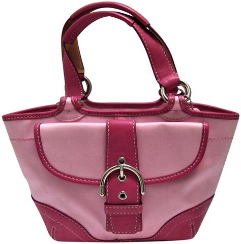 Coach Handbag Deep Pink Canvas Leather Shoulder Bag - Tradesy
