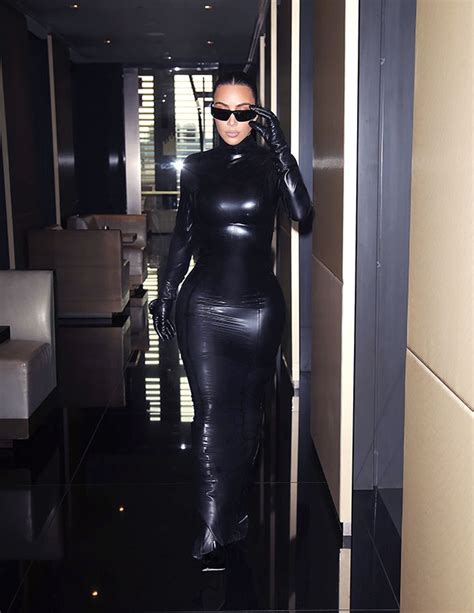 Kim Kardashian Squeezes Into Skintight Leather Dress After Kanye
