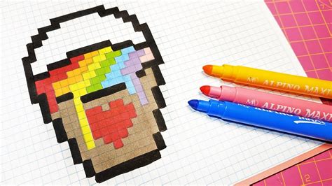 Handmade Pixel Art How To Draw Rainbow Paint Pixelart Youtube