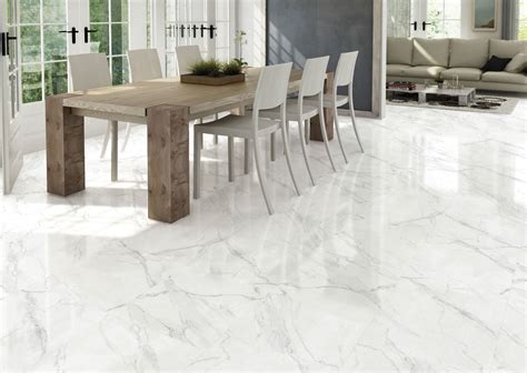 Blanco Carrara Marble Effect Gloss Ceramic Floor 450 X 450 Tile