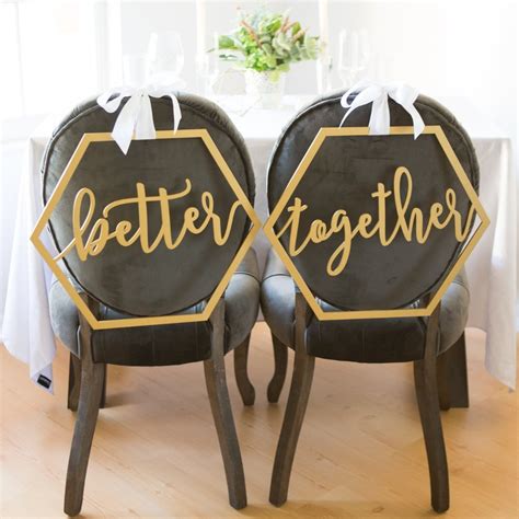 Geometric Better Together Wedding Chair Signs Z Create Design
